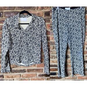 Equestrian Designs Vintage Lace Print Jacket & Pants Set Women's Size Medium